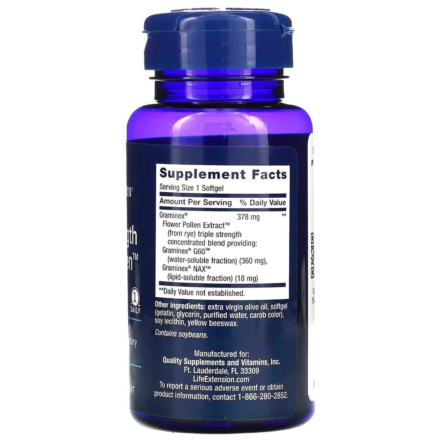 Life Extension, Triple Strength ProstaPollen, 30 Softgels UPC 737870190936 | HiLife Vitamins