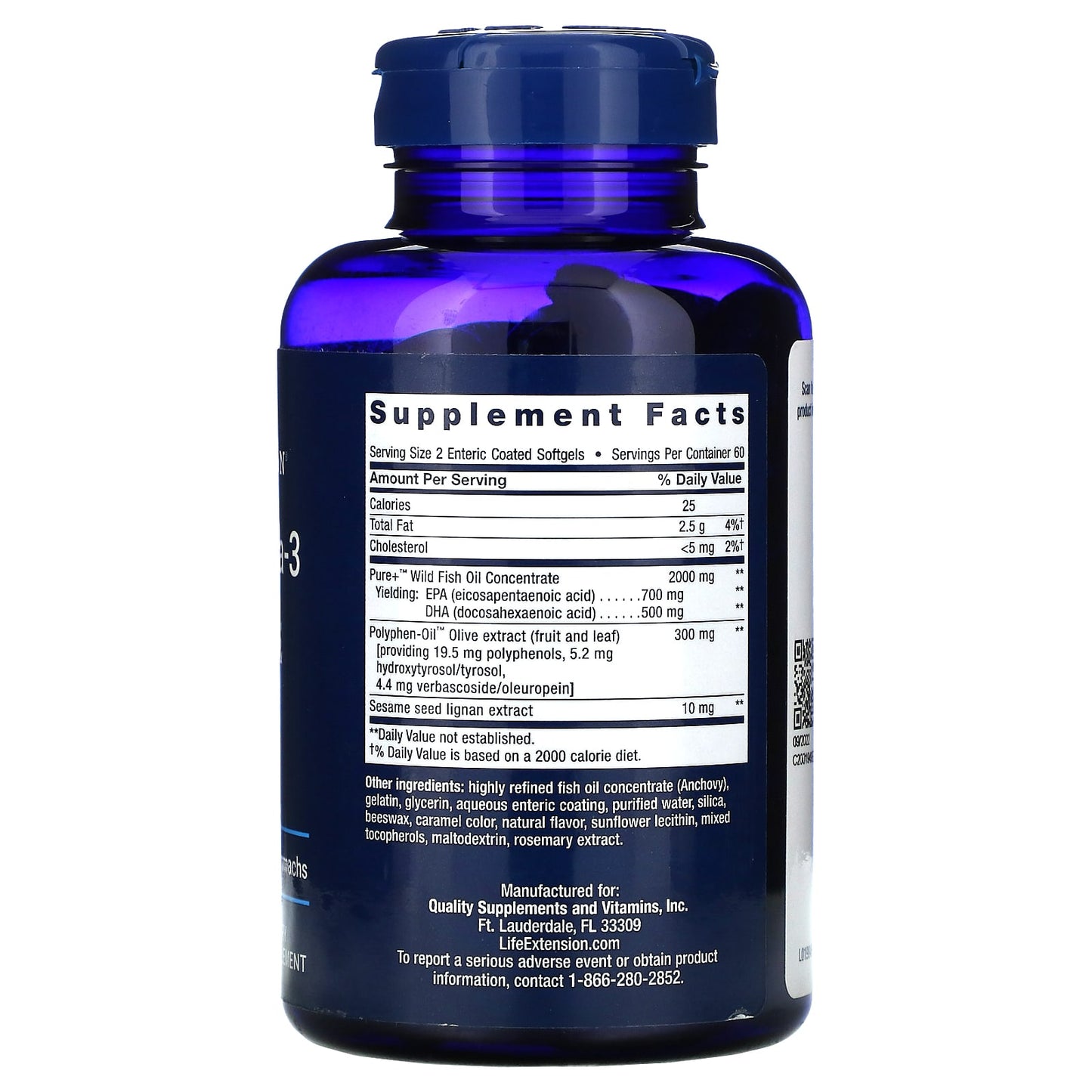 Life Extension, Super Omega-3, 120 Softgels UPC 737870198413 | HiLife Vitamins