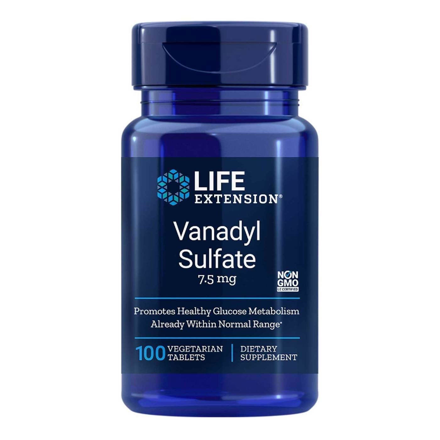 Life Extension, Vanadyl Sulfate 7.5 mg, 100 Tablets UPC 737870213109 | HiLife Vitamins
