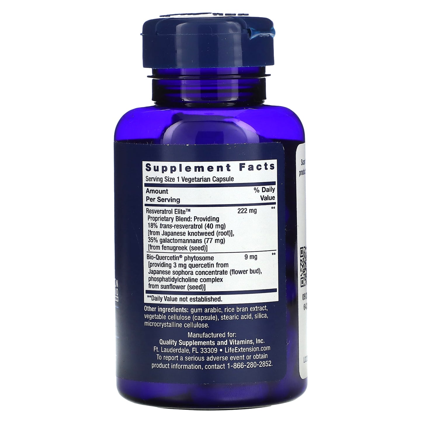 Life Extension, Optimized Resveratrol Elite, 60 Capsules UPC 737870223061 | HiLife Vitamins