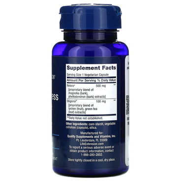 Life Extension, Cortisol-Stress Balance, 30 Vegetarian Capsules UPC 737870231233 | HiLife Vitamins
