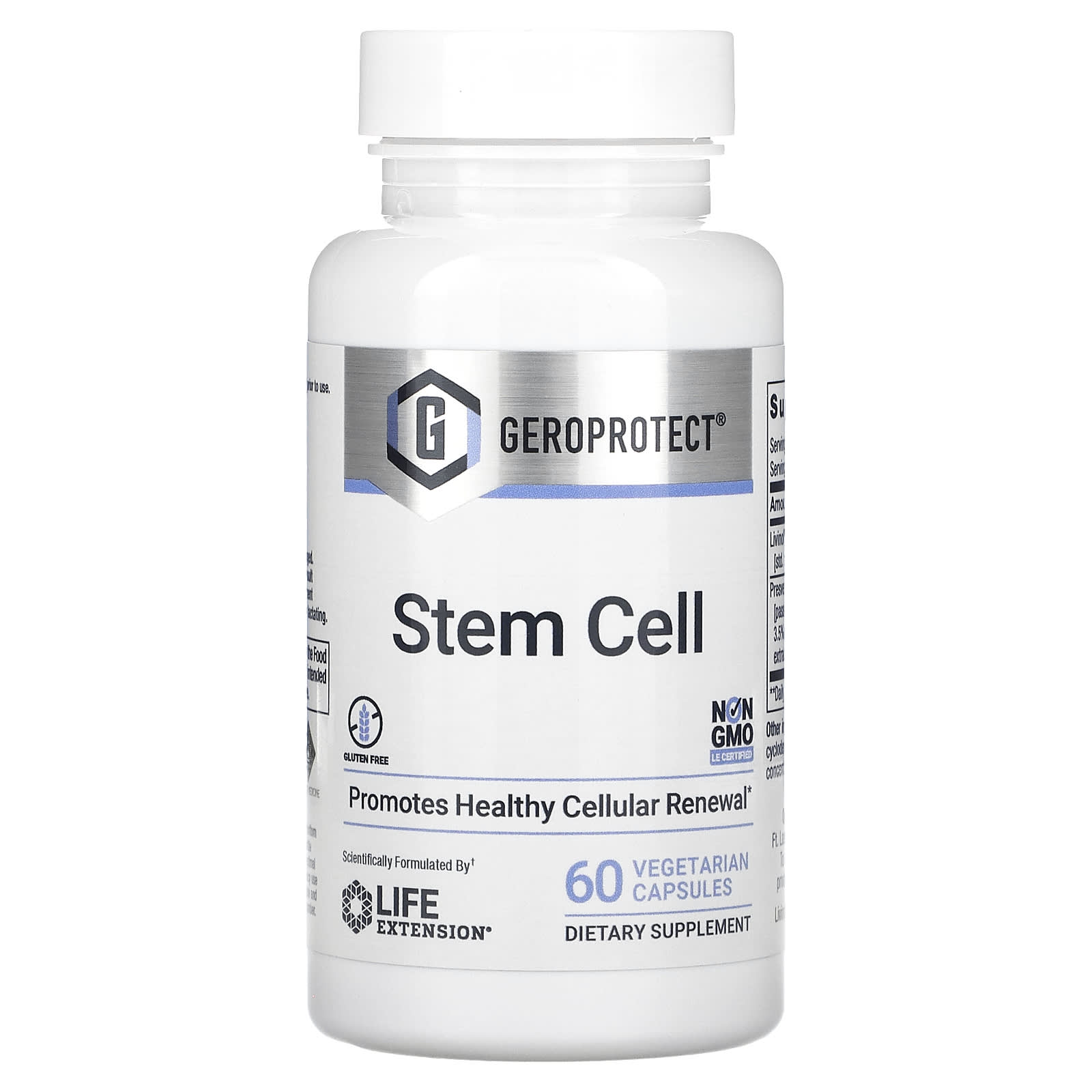 Life Extension, Geroprotect, Stem Cell, 60 Vegetarian Capsules UPC 737870240167 | HiLife Vitamins