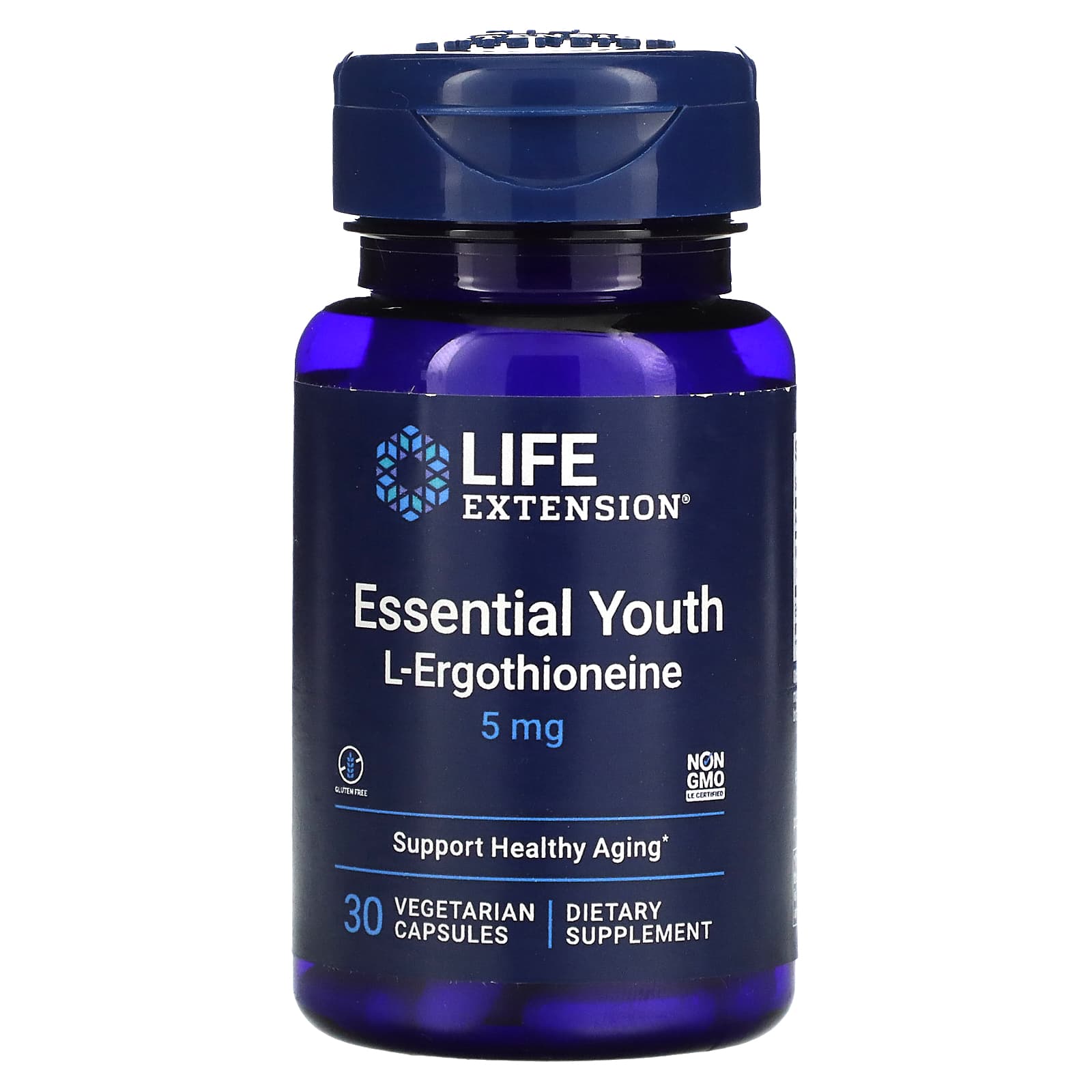 Life Extension, Essential Youth L-Ergothioneine, 5 mg, 30 Vegetarian Capsules UPC 737870243137 | HiLife Vitamins