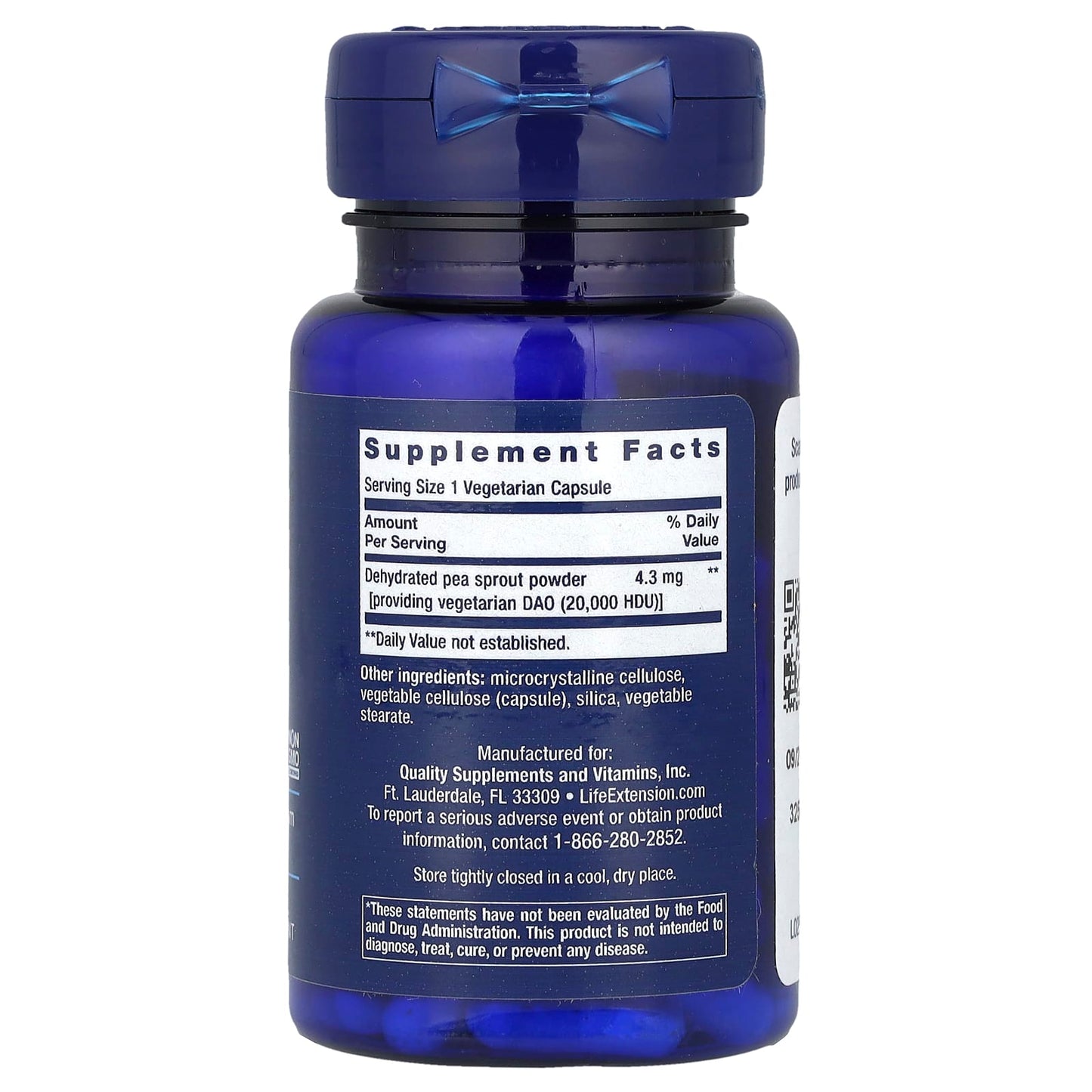 Life Extension, Food Sensitivity Relief with Diamine Oxidase (DAO), 4.3 mg, 60 Vegetarian Capsules UPC 737870253365 | HiLife Vitamins