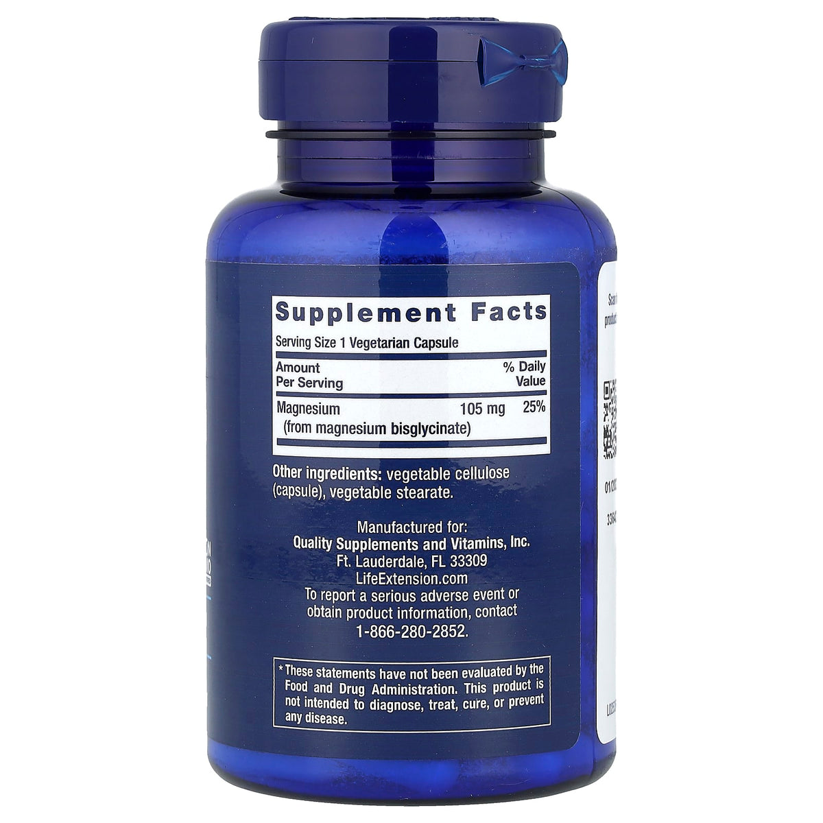 Life Extension, Magnesium Glycinate, 90 Vegetarian Capsules UPC 737870253594 | Hilife Vitamins