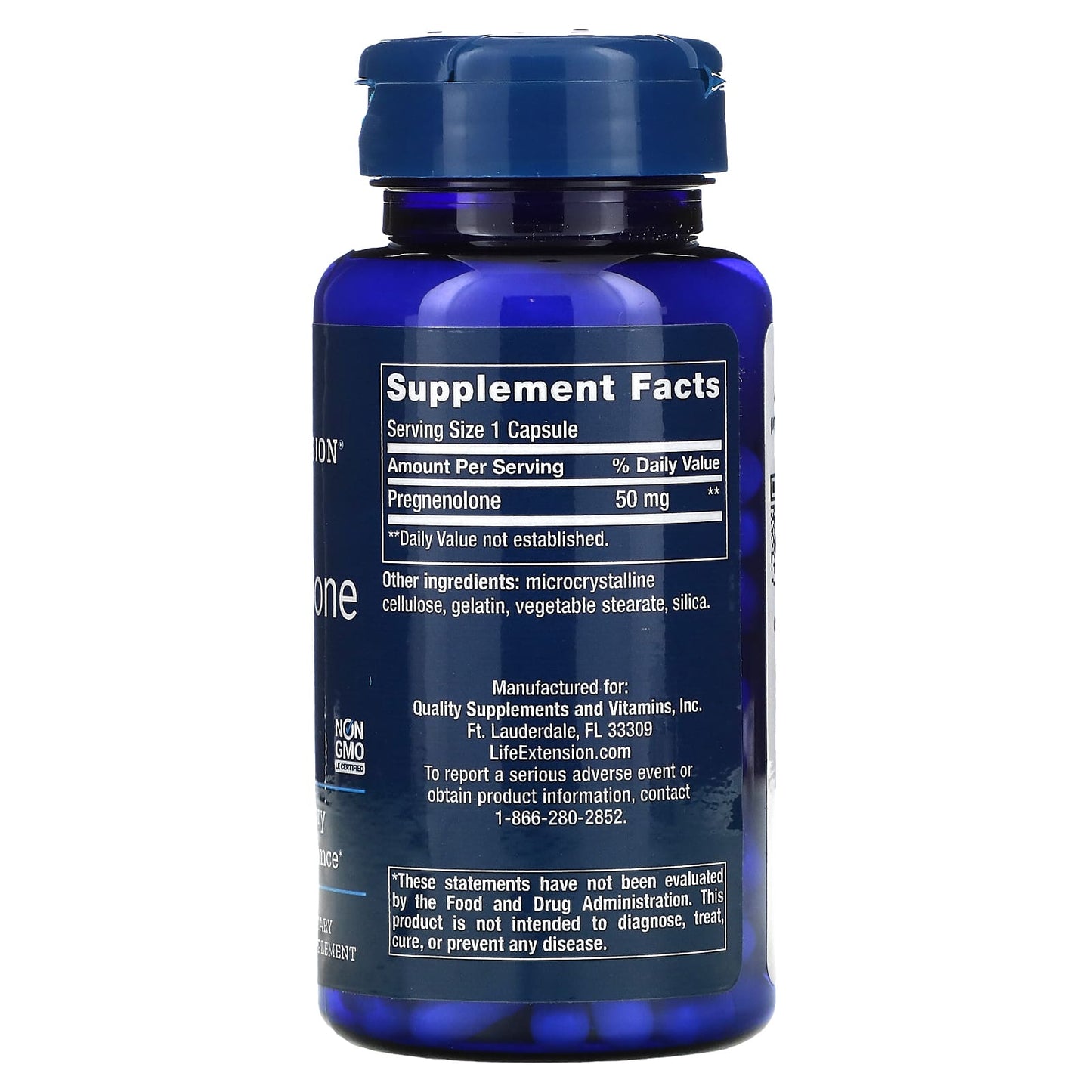 Life Extension, Pregnenolone, 50 mg, 100 Capsules UPC 737870302100 | HiLife Vitamins