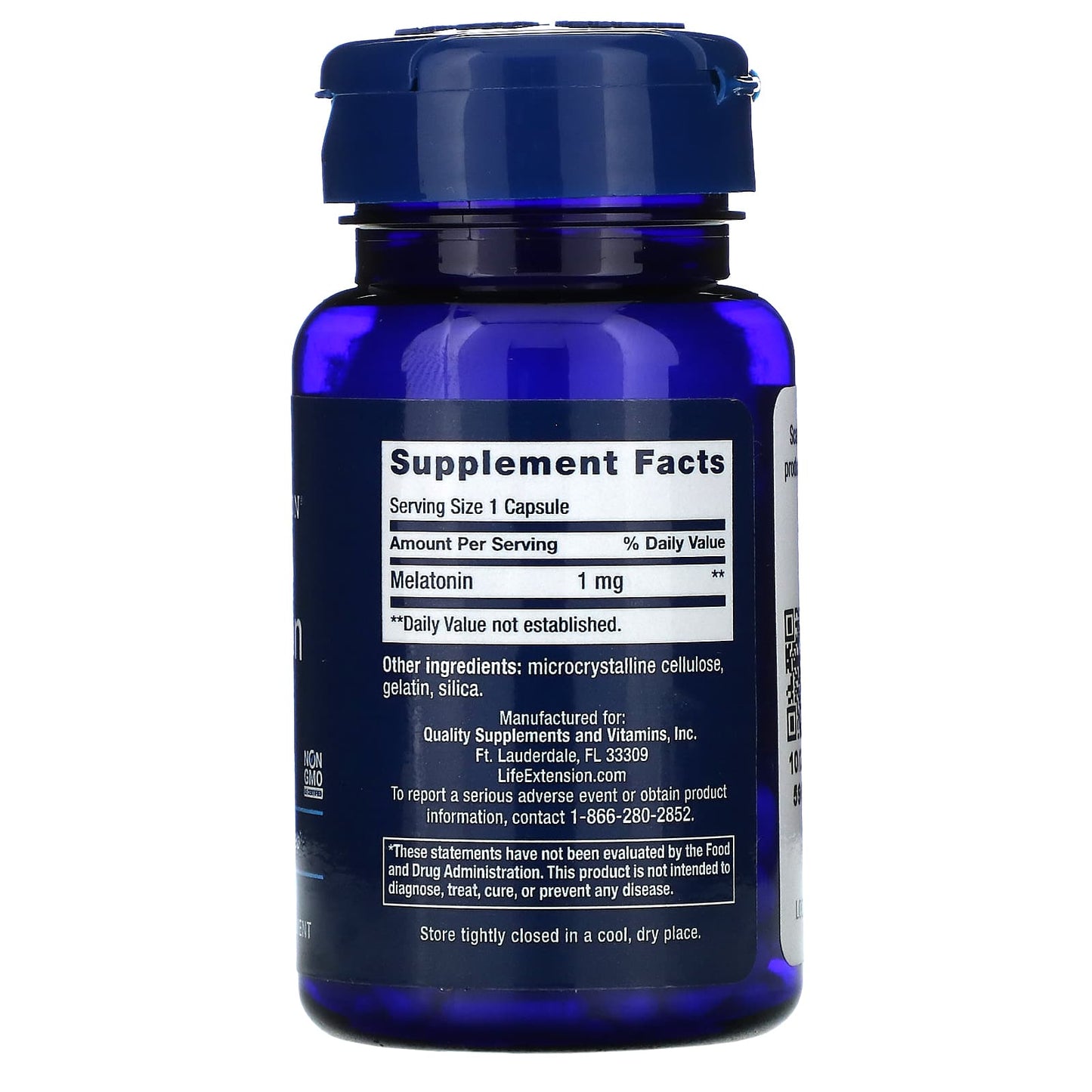 Life Extension, Melatonin, 1 mg, 60 Capsules UPC 737870329060 | HiLife Vitamins