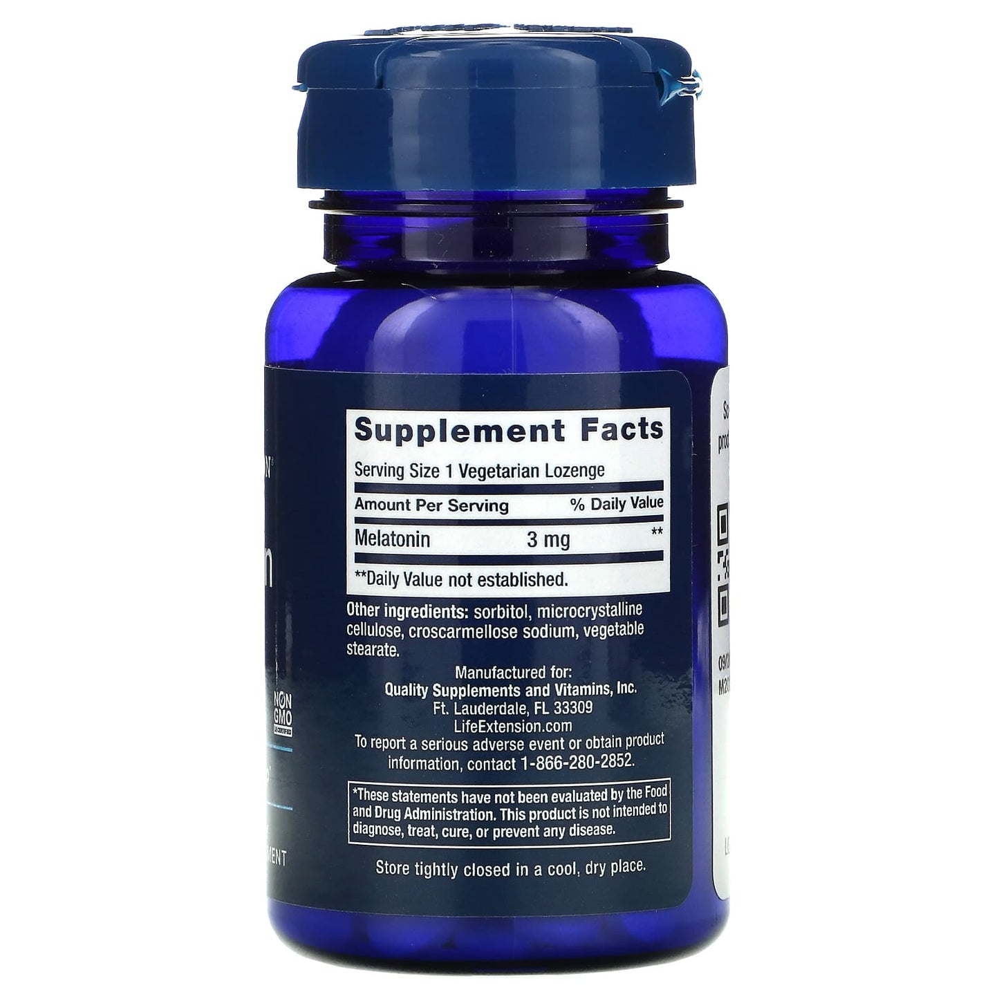 Life Extension, Melatonin, 3 mg, 60 Lozenges UPC 737870332060 | HiLife Vitamins