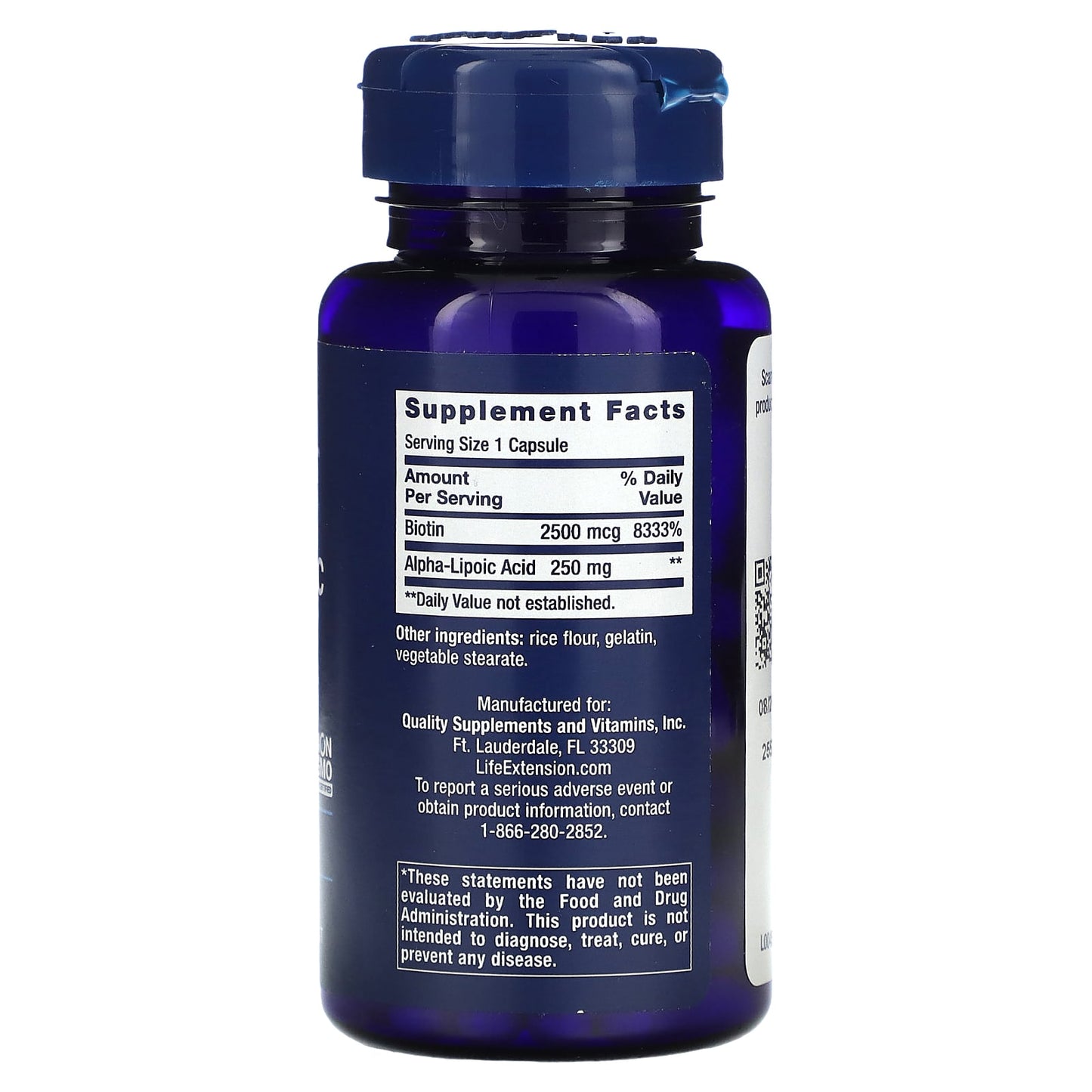 Life Extension, Alpha-Lipoic Acid with Biotin, 60 Capsules UPC 737870457060 | HiLife Vitamins