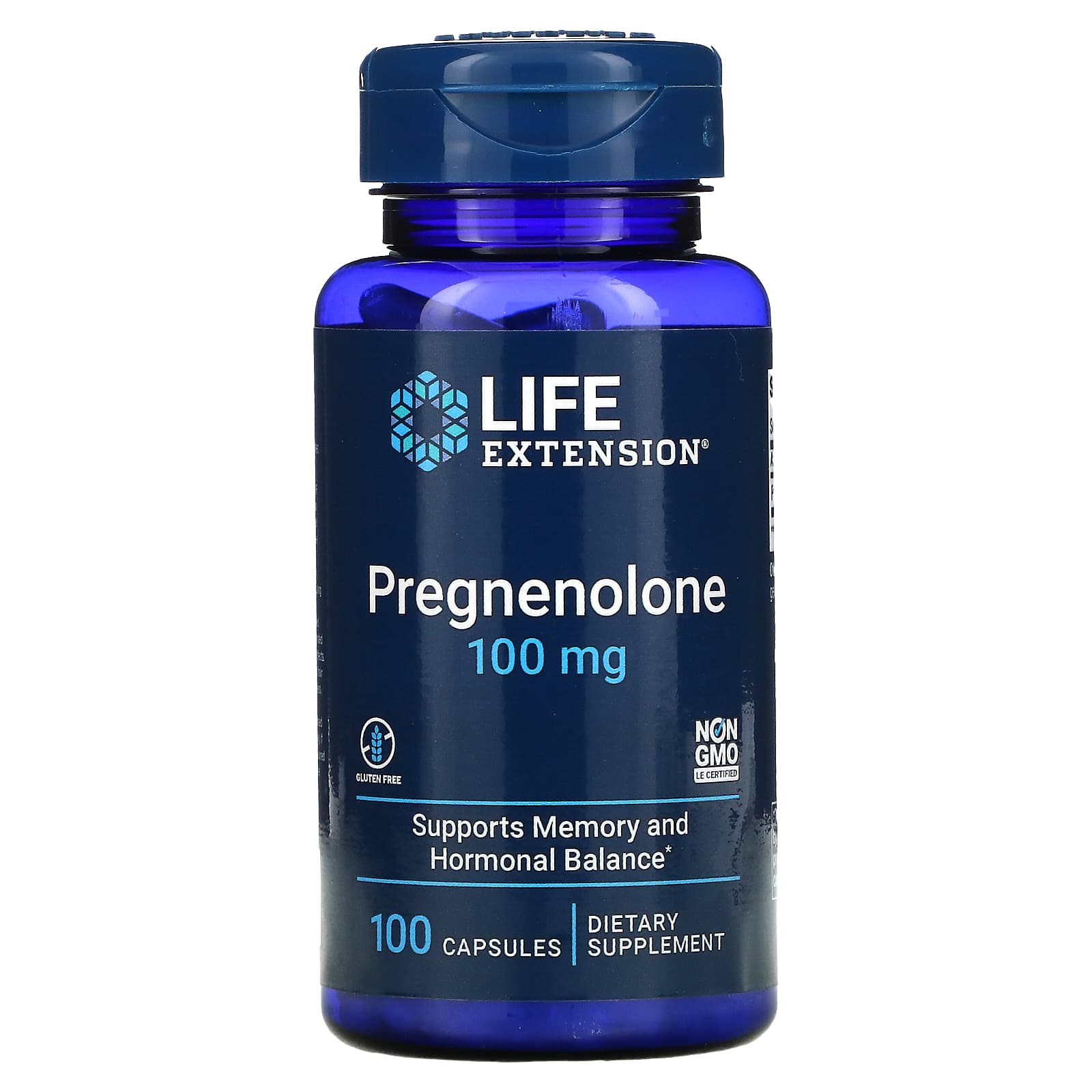 Life Extension, Pregnenolone, 100 mg, 100 Capsules UPC 737870700104 | HiLife Vitamins