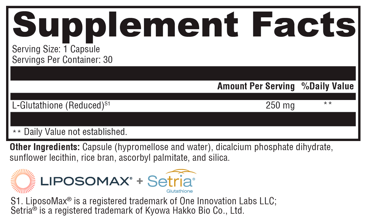 Liposomal Glutathione 30 Capsules Supplement Facts