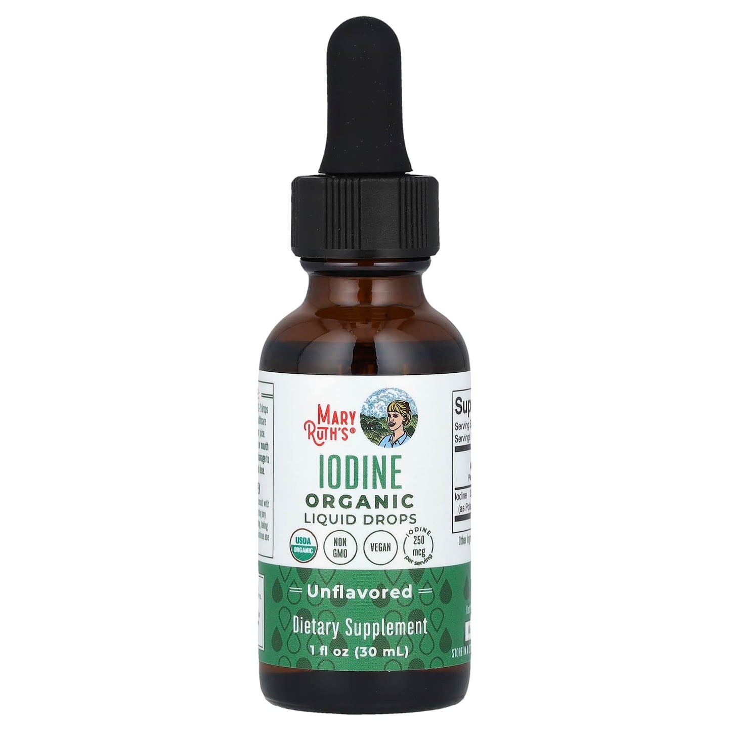 MaryRuth's, Organic Iodine Liquid Drops, Unflavored, 250 mcg, 1 fl oz (30 ml) UPC 856645008167 | HiLife Vitamins