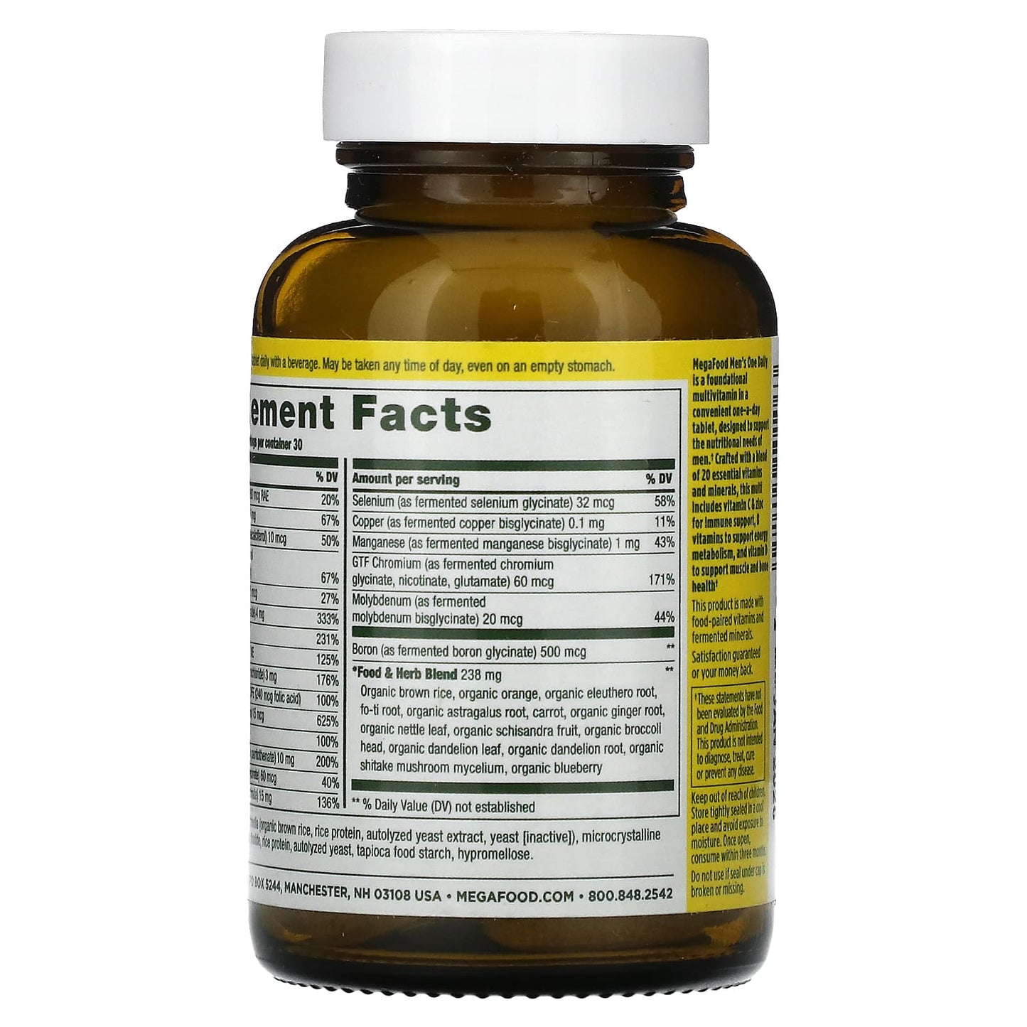 Megafood, Men’s One Daily, 30 Tablets - 051494101063 | Hilife Vitamins