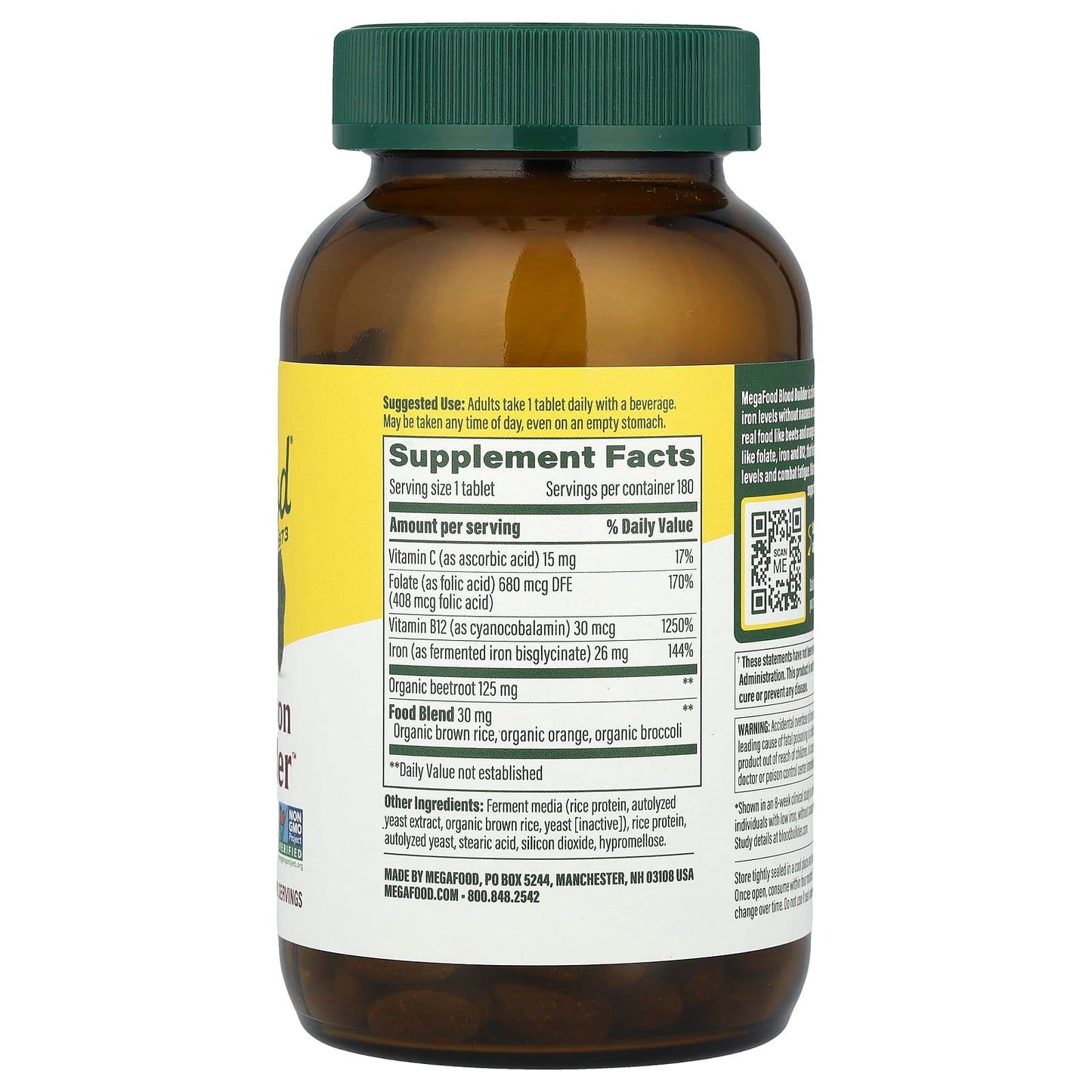 Megafood, Iron Blood Builder™, 180 Tablets UPC 051494101186 | HiLife Vitamins