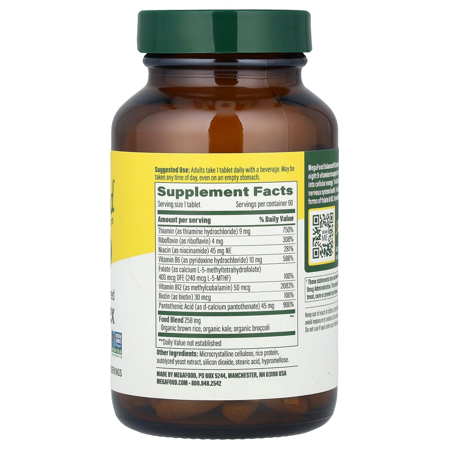 Megafood, Balanced B Complex, 60 Tablets UPC 051494101681 | HiLife Vitamins