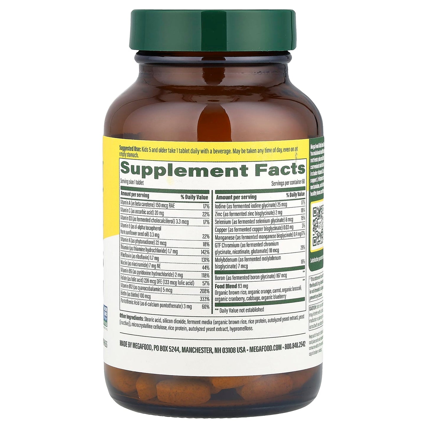 Megafood, Kids One Daily, 60 Tablets UPC 051494101803 | HiLife Vitamins