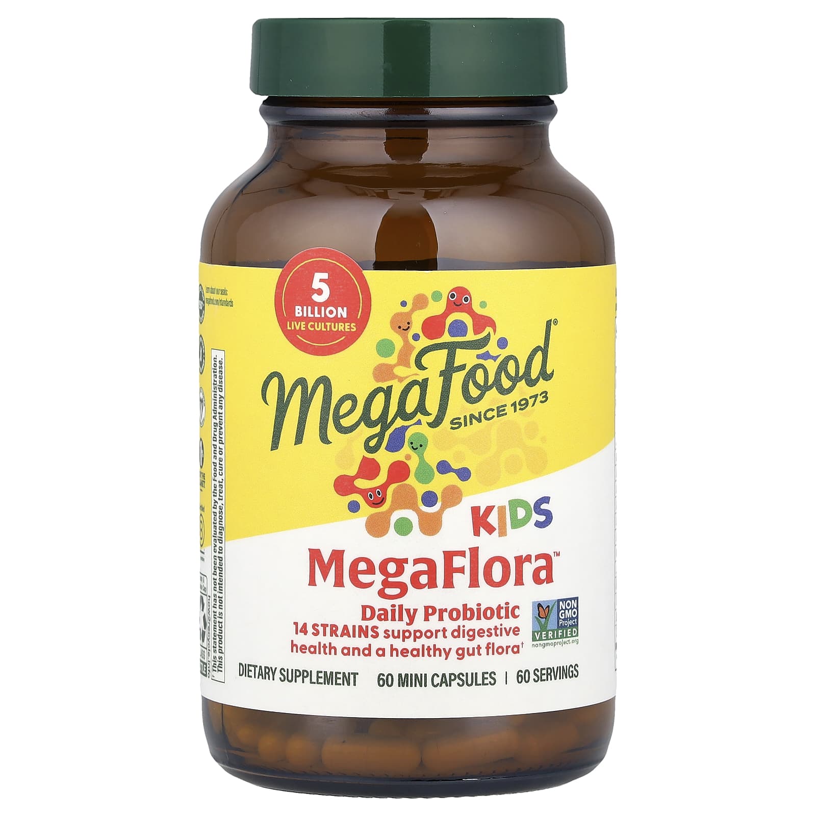 Megafood, Kids MegaFlora™, Daily Probiotic, 5 Billion CFU, 60 Mini Capsules UPC 051494102152 | HiLife Vitamins