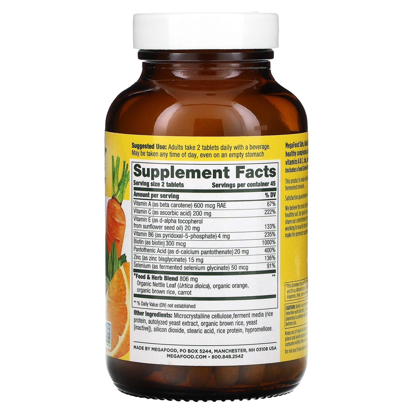 Megafood, Skin, Nails & Hair 2, 90 Tablets UPC 051494102817 | HiLife Vitamins