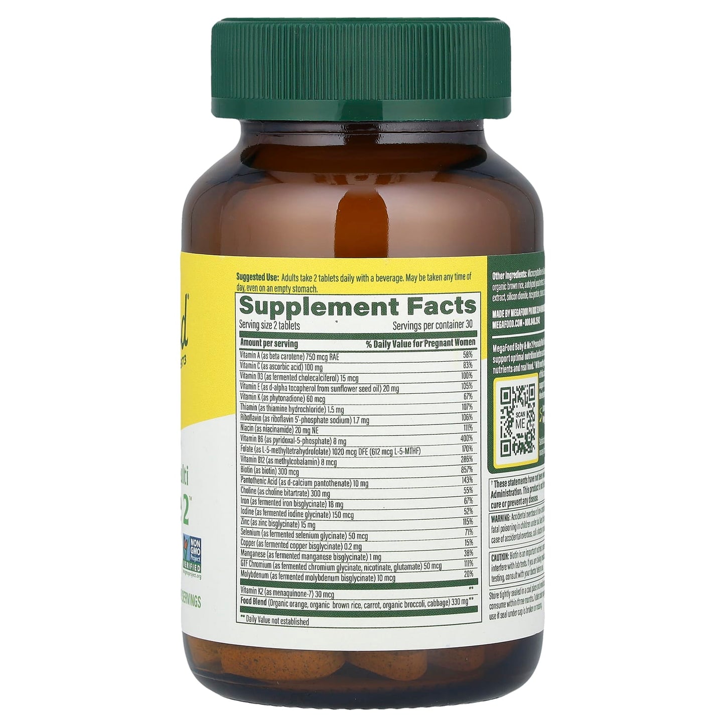 Megafood, Baby & Me 2, 60 Tablets - 051494103142 | Hilife Vitamins