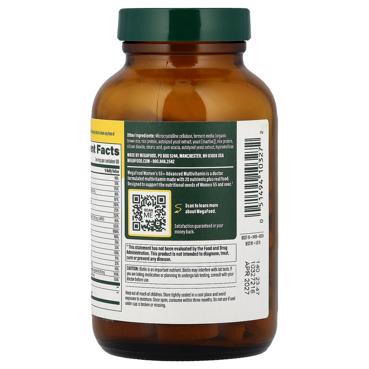 Megafood, Women's 55+, Advanced Multivitamin, 120 Tablets UPC 051494103272 | HiLife Vitamins