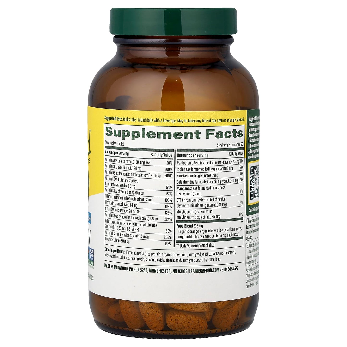 Megafood, Men's 55+, One Daily Multivitamin, 120 Tablets UPC 051494103579 | HiLife Vitamins