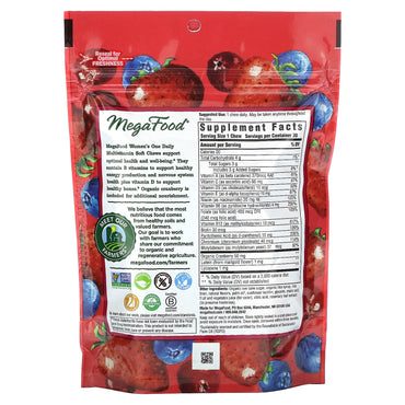 Megafood, Women's Multivitamin Mixed Berry, 30 Chewables UPC 051494103722 | HiLife Vitamins