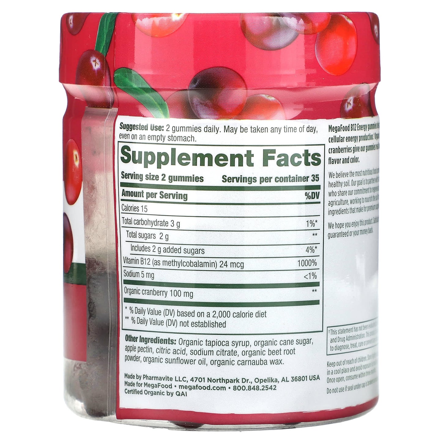 Megafood, B12 Energy, Cranberry, 70 Gummies UPC 051494104095 | HiLife Vitamins