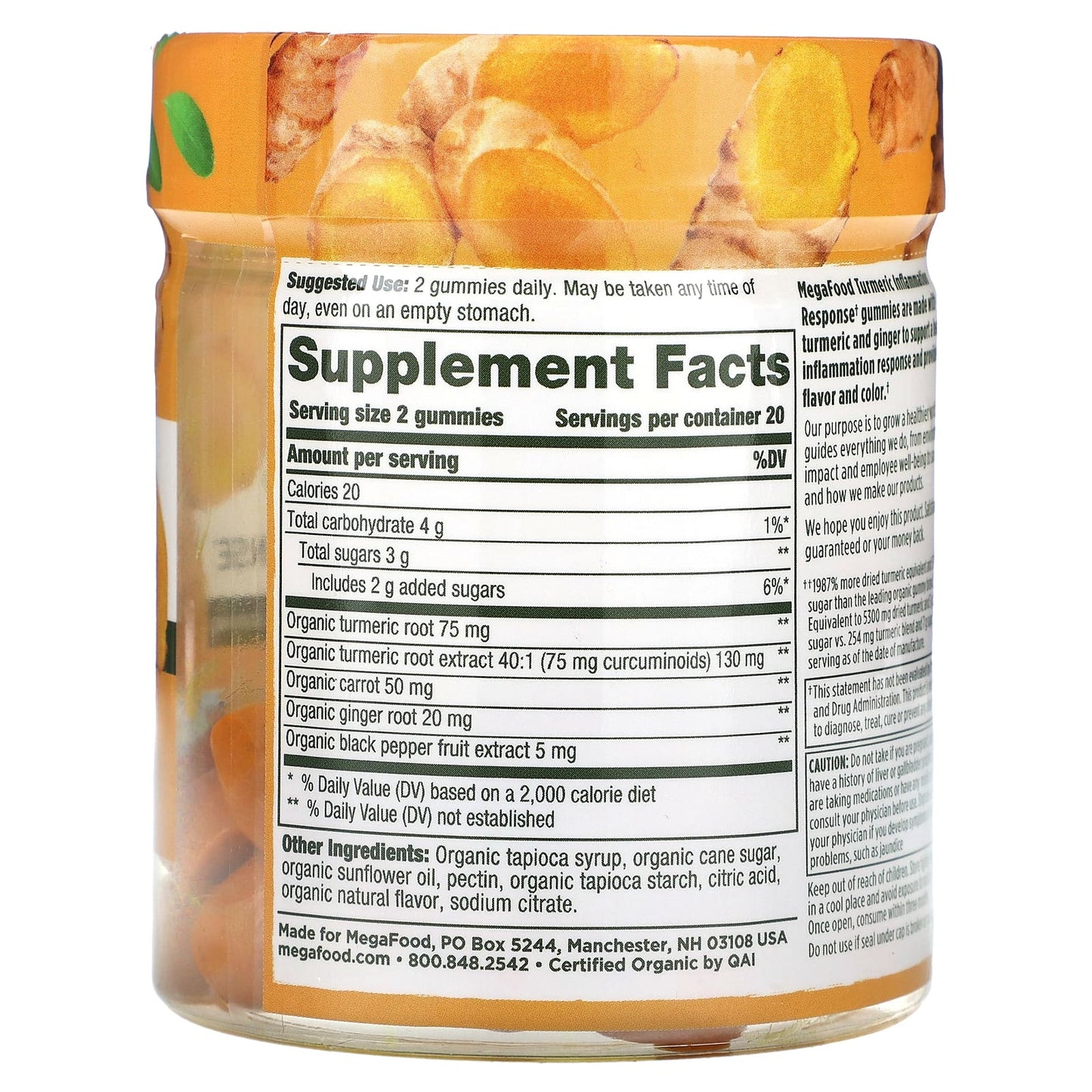 Megafood, Turmeric Inflamation Response, 40 Gummies UPC 051494104132 | HiLife Vitamins