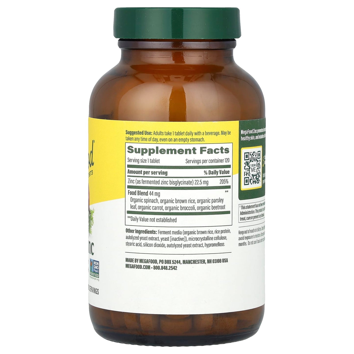 Megafood, Zinc, 120 Capsules UPC 051494104408 | HiLife Vitamins