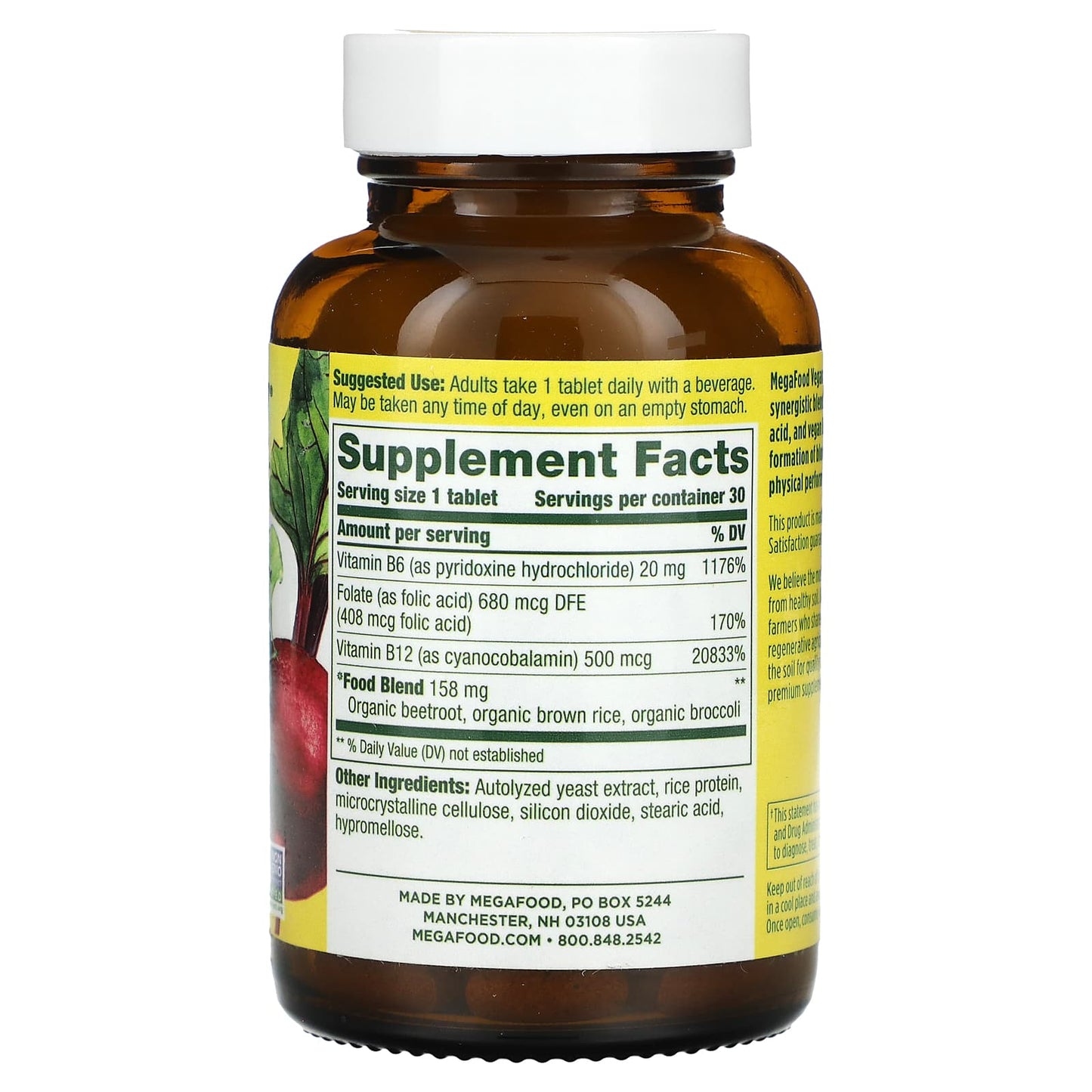 Megafood, Vegan B12, 30 Tablets UPC 051494120019 | HiLife Vitamins