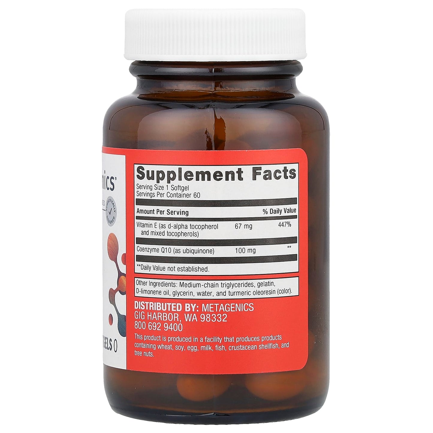 Metagenics, CoQ10 ST-100, 60 Softgels UPC 755571013651 | HiLife Vitamins