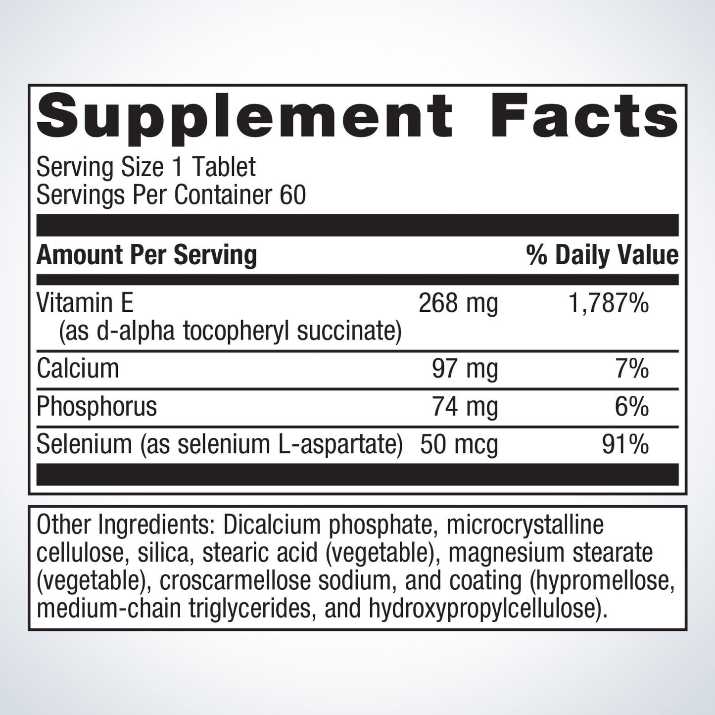 Metagenics, Vitamin E + Selenium, 60 Tablets UPC 755571015006 | HiLife Vitamins