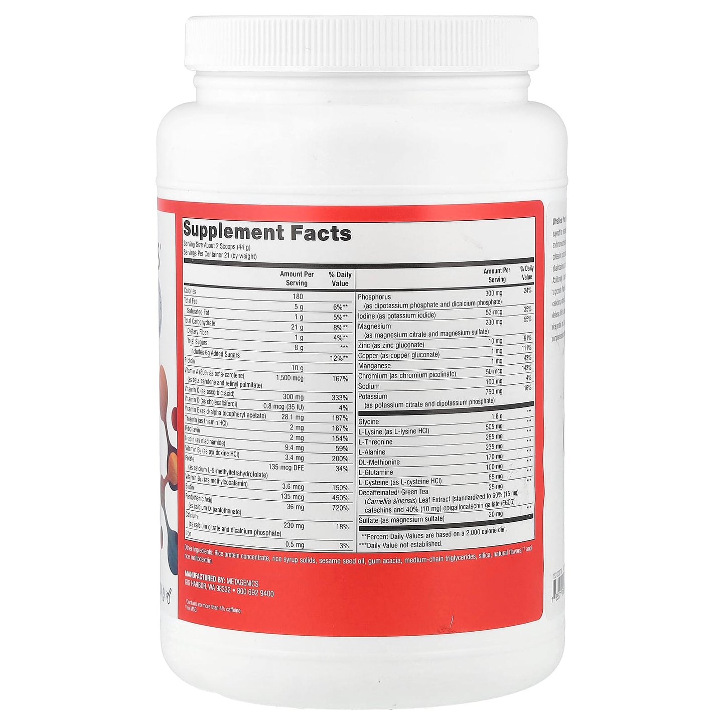 Metagenics, UltraClear Plus pH Vanilla Flavor, 32.59 Oz UPC 755571916266 | HiLife Vitamins