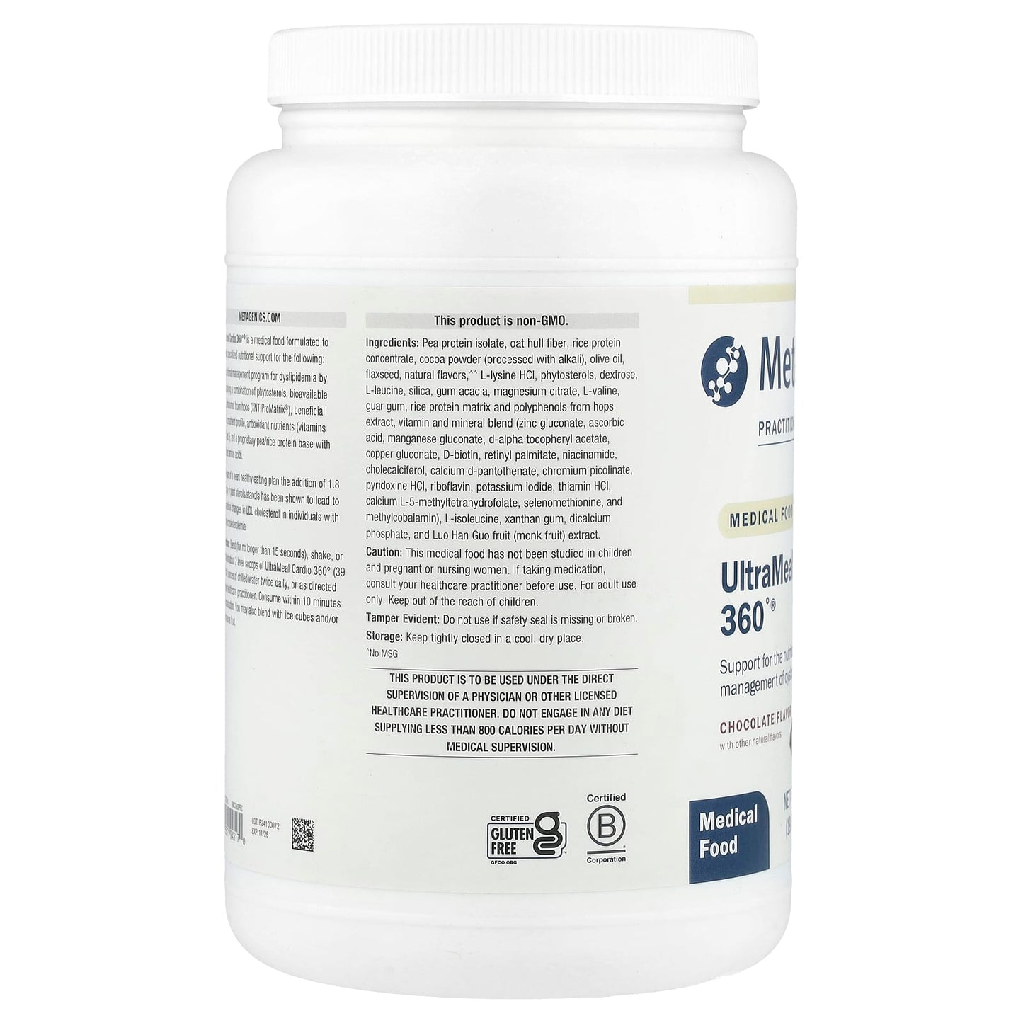 Metagenics, UltraMeal Cardio 360°, Medical Food, Chocolate Flavor, 1 lb 3.01 oz (539 g) UPC 755571943170 | HiLife Vitamins