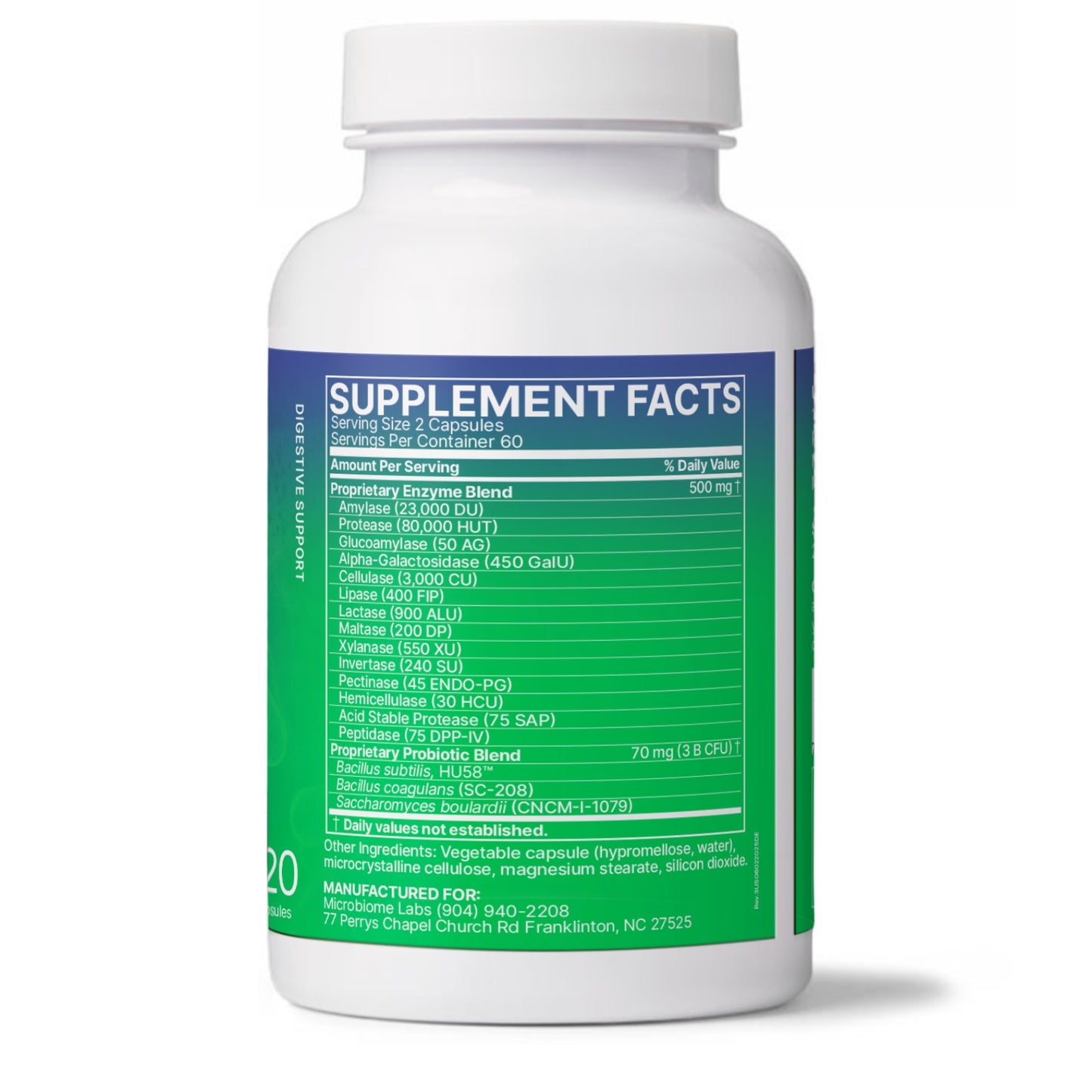 Microbiome Labs, DigestMate, 120 Capsules UPC 793888531666 | HiLife Vitamins
