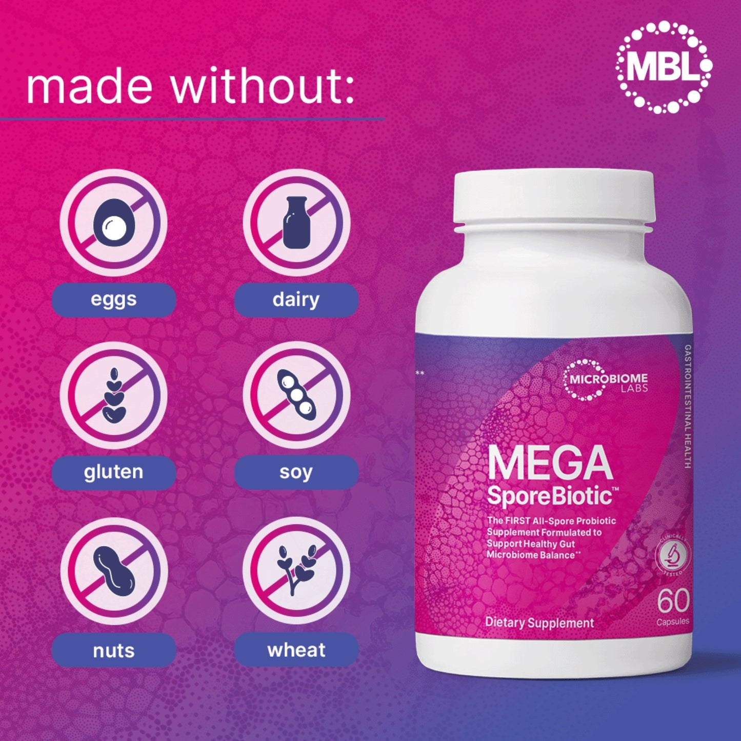 Microbiome Labs, MegaSporeBiotic, 60 Capsules - 793888530065 | Hilife Vitamins