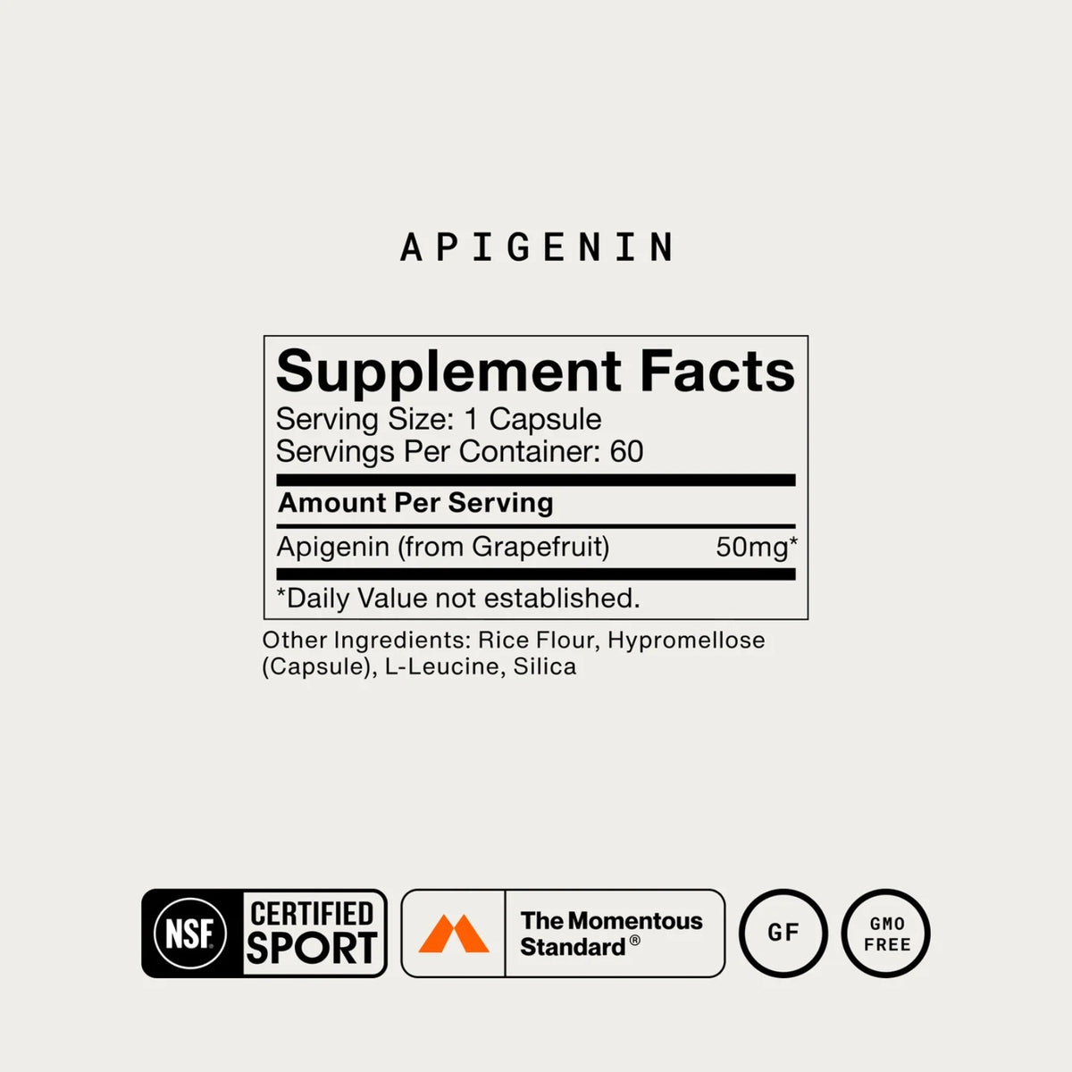 Momentous, Apigenin, 60 Capsules UPC 850030796455 | Hilife Vitamins