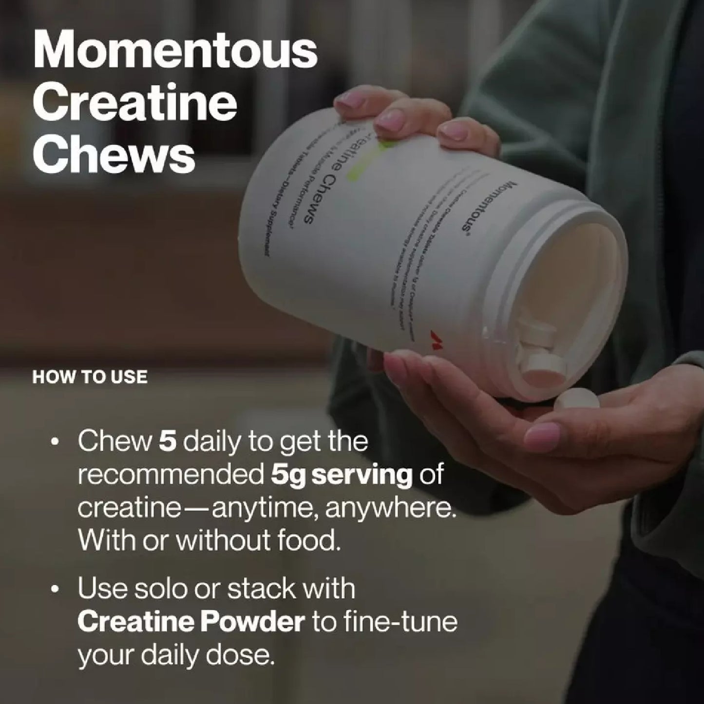 Momentous, Creatine Chews, Strawberry Flavor, 150 Chewable Tablets UPC 850072768540 | Hilife Vitamins