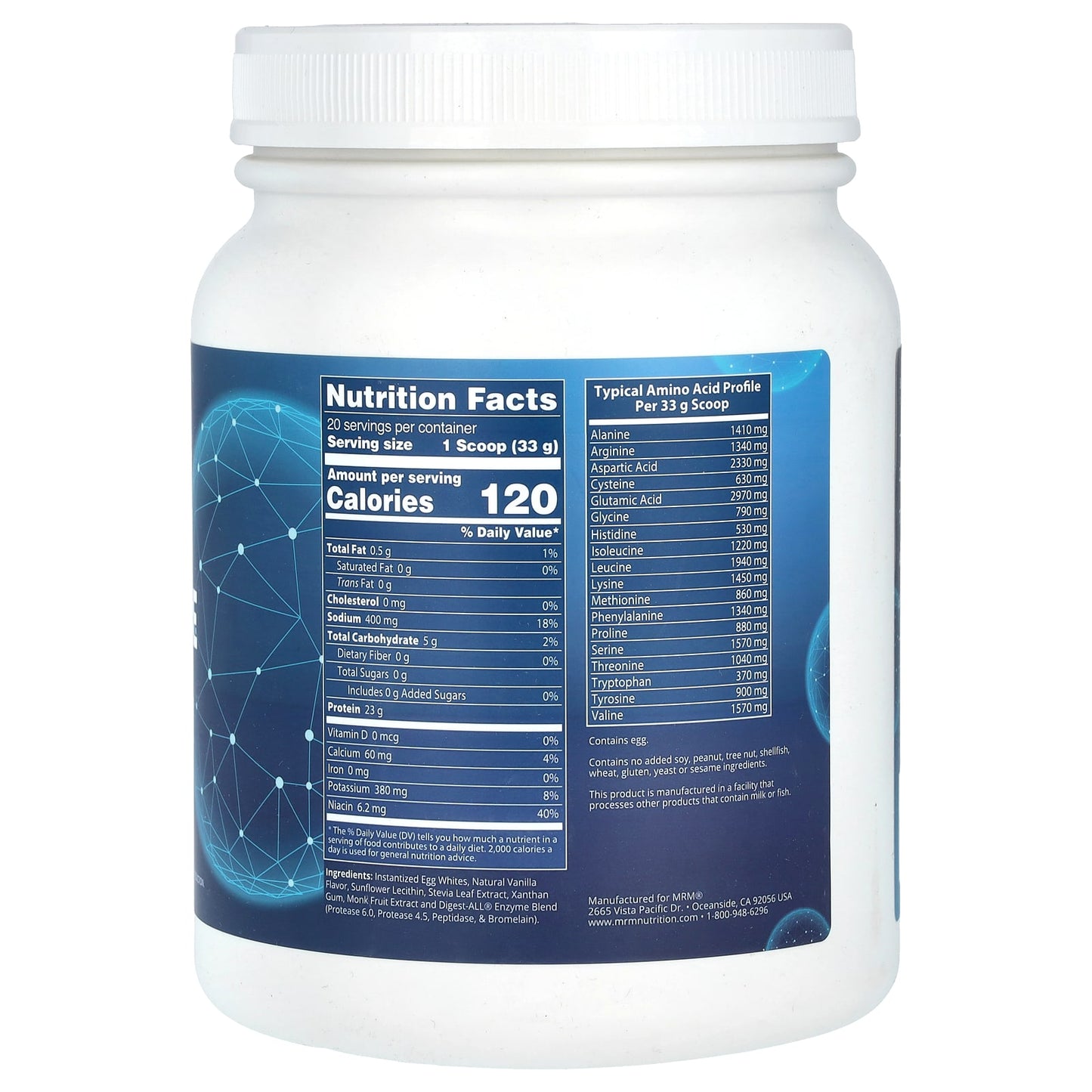 MRM Nutrition, Egg White Protein, Vanilla, 1.5 lbs (680 g) UPC 609492720764 | HiLife Vitamins