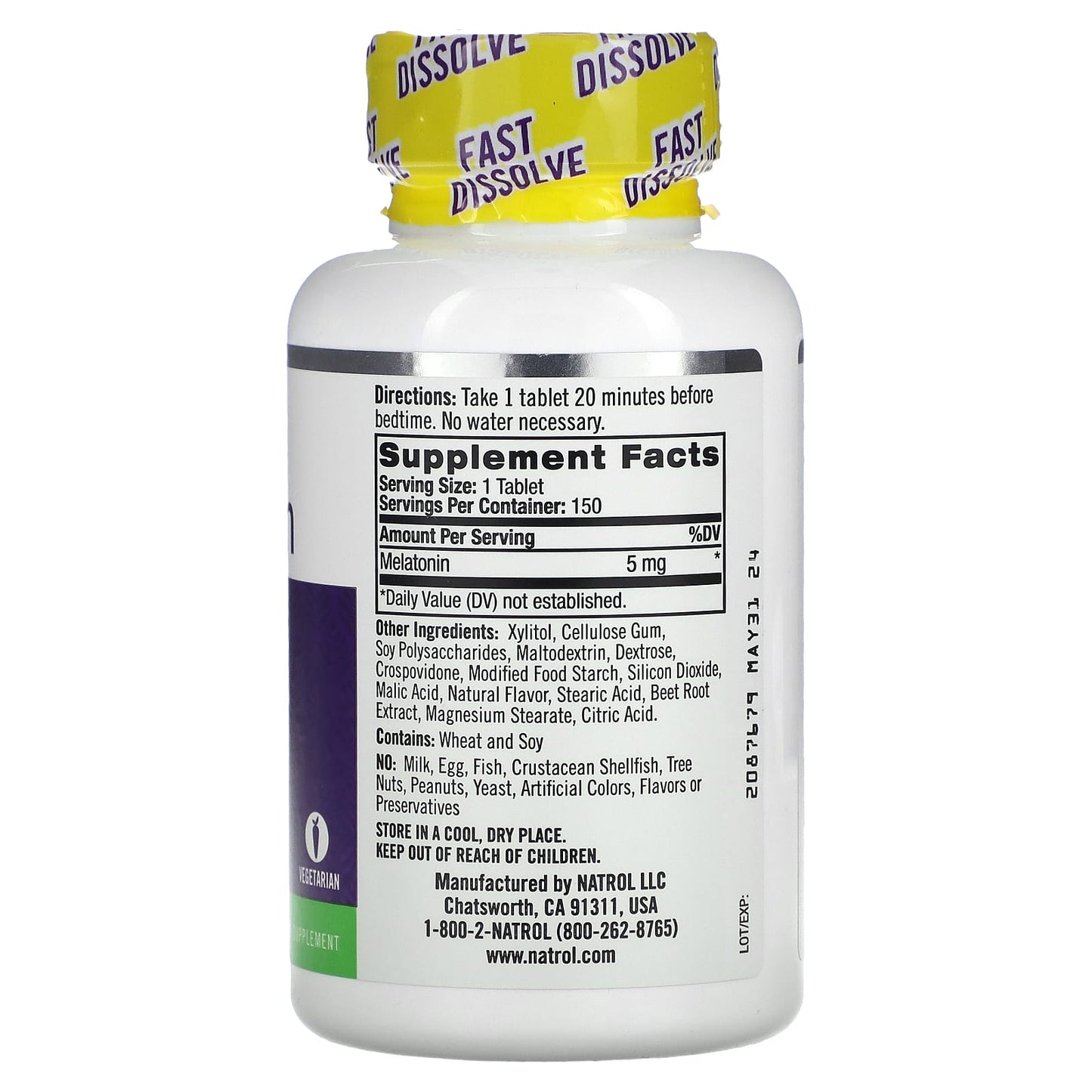 Natrol, Melatonin, Fast Dissolve, Extra Strength, Strawberry, 5 mg, 150 Tablets UPC 047469071448 | Hilife Vitamins
