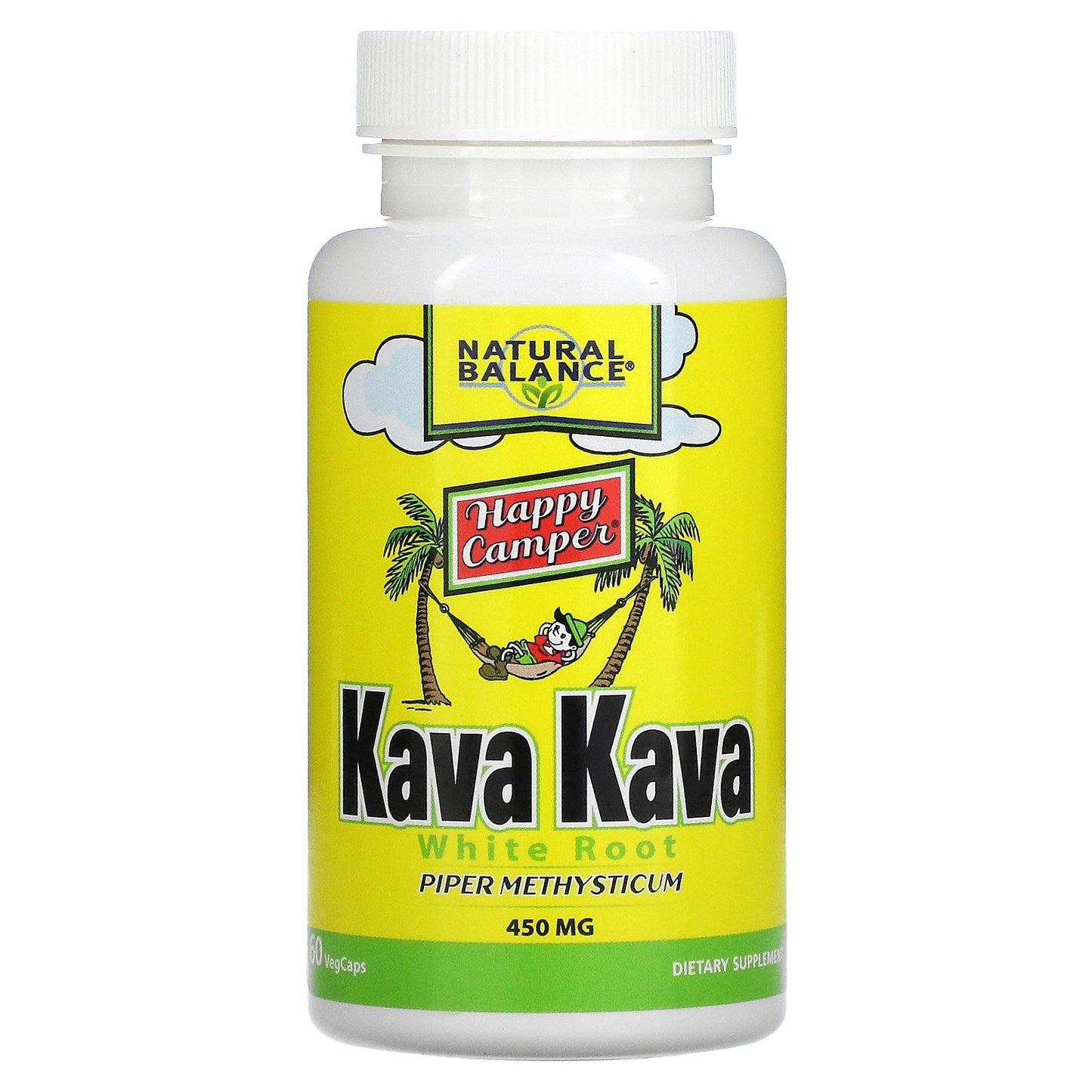 Natural Balance, Happy Camper, Kava Kava White Root, 450 mg, 60 Capsules UPC 047868137547 | HiLife Vitamins