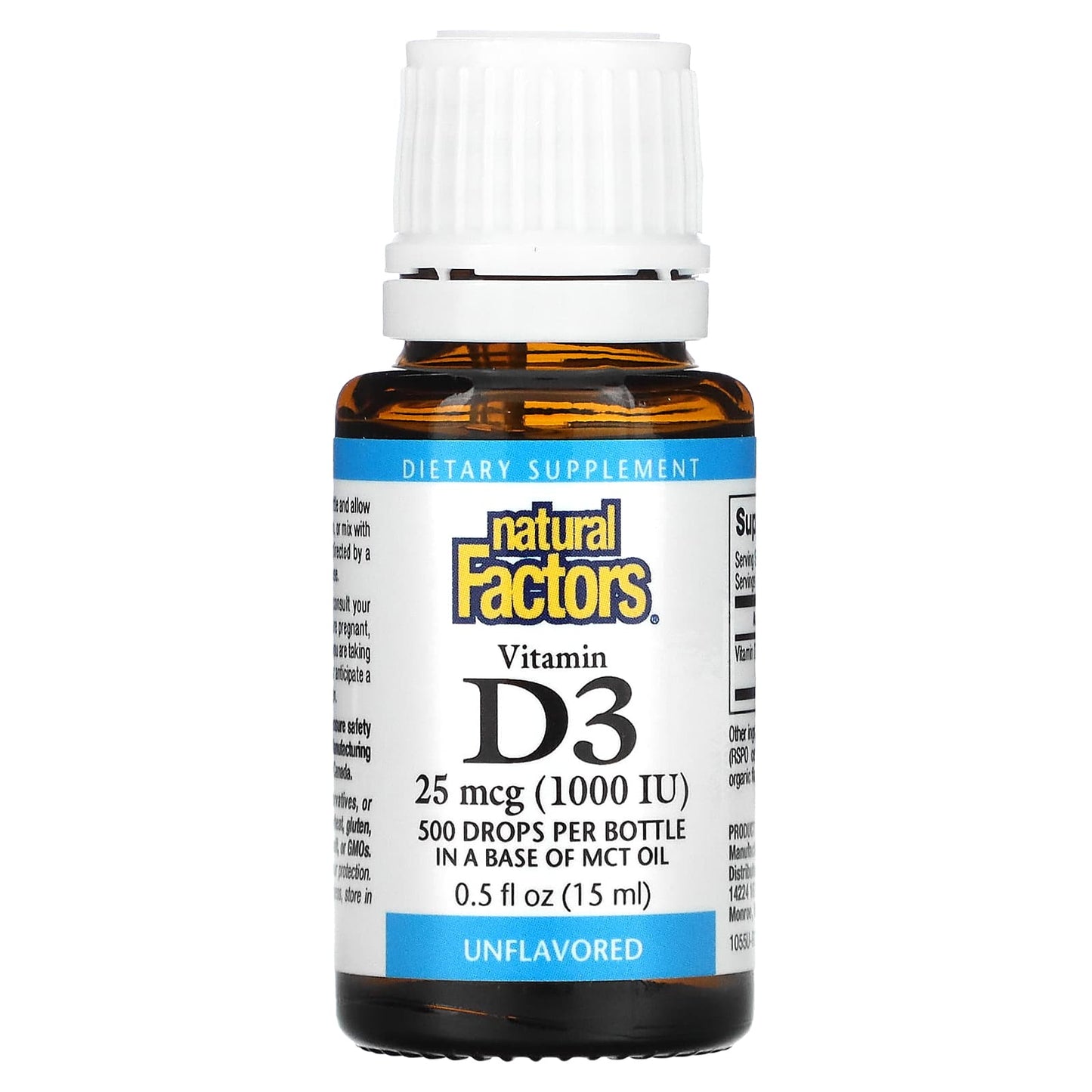 Natural Factors, Vitamin D3 Drops, Unflavored, 25 mcg (1, 5.3 Oz UPC 068958010557 | Hilife Vitamins