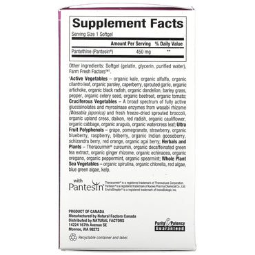 Natural Factors, BioCoenzymated, B5, Pantethine, 450 mg, 60 Softgels UPC 068958012506 | Hilife Vitamins