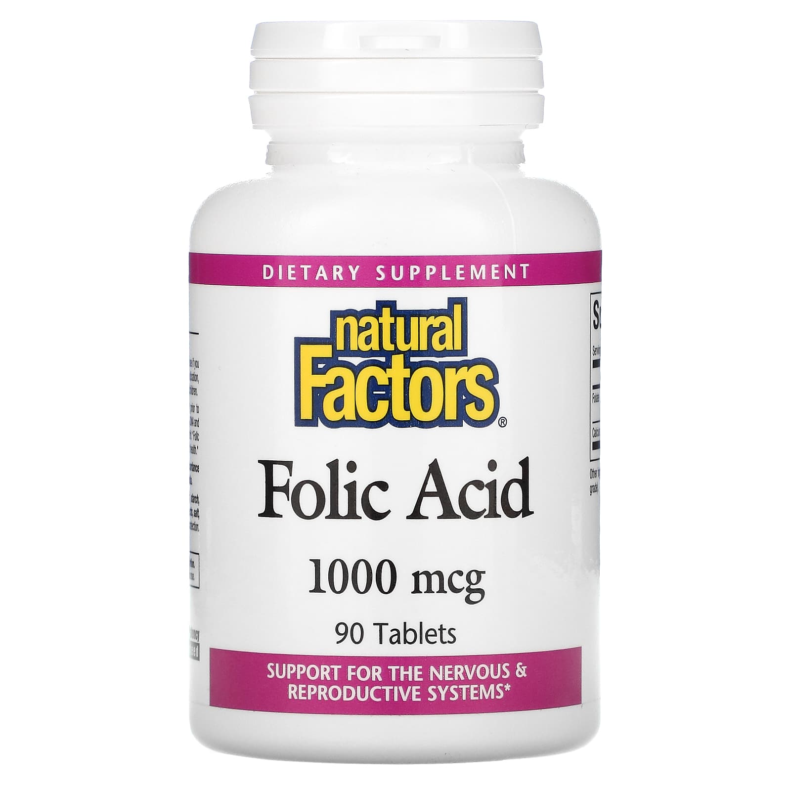 Natural Factors, Folic Acid, 1,000 mcg, 90 Tablets UPC 068958012704 | Hilife Vitamins