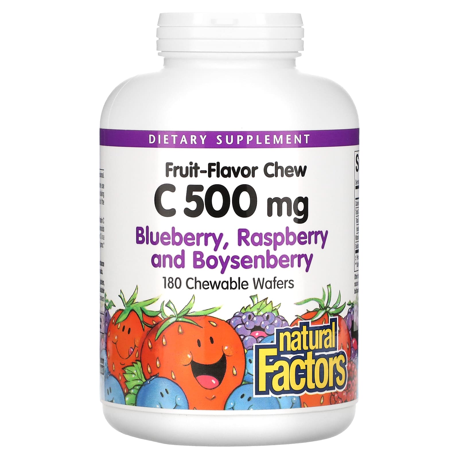 Natural Factors, Fruit-Flavor Chew C, Blueberry, Raspber, 180 Tablets UPC 068958013275 | Hilife Vitamins