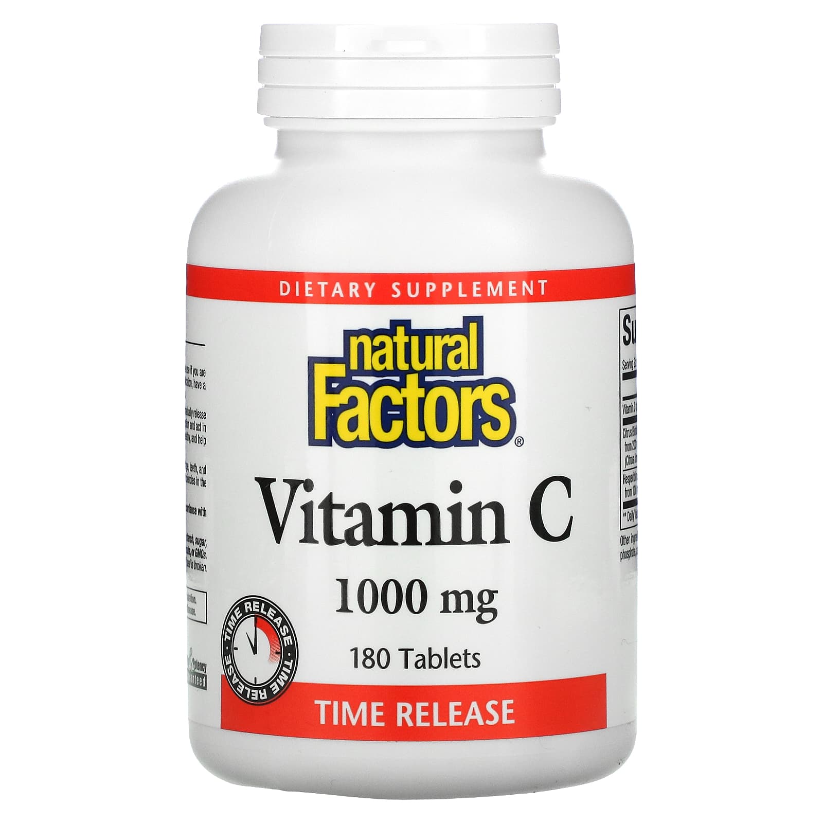 Natural Factors, Vitamin C, Time Release, 1,000 mg, 180 Tablets UPC 068958013428 | Hilife Vitamins