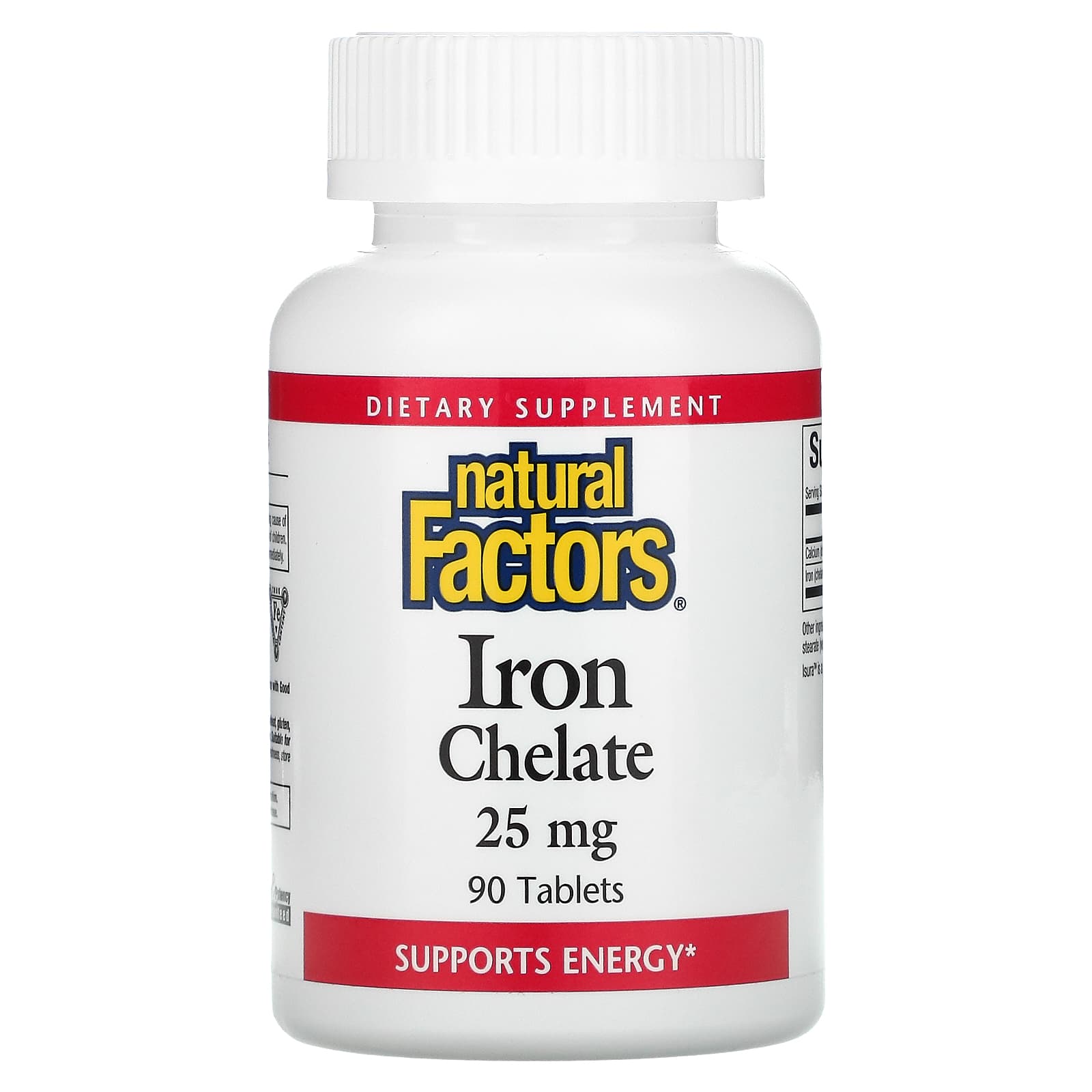 Natural Factors, Iron Chelate, 25 mg, 90 Tablets UPC 068958016405 | Hilife Vitamins
