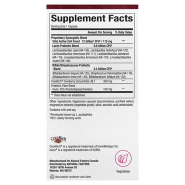Natural Factors, Ultimate Probiotic Women's Every Day, 12 Billion, 60 Vegetarian Capsules UPC 068958018492 | Hilife Vitamins