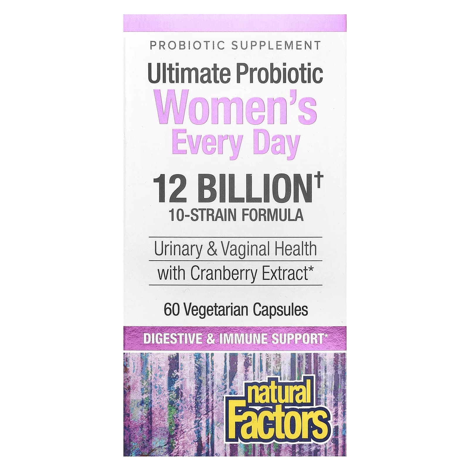 Natural Factors, Ultimate Probiotic Women's Every Day, 12 Billion, 60 Vegetarian Capsules UPC 068958018492 | Hilife Vitamins