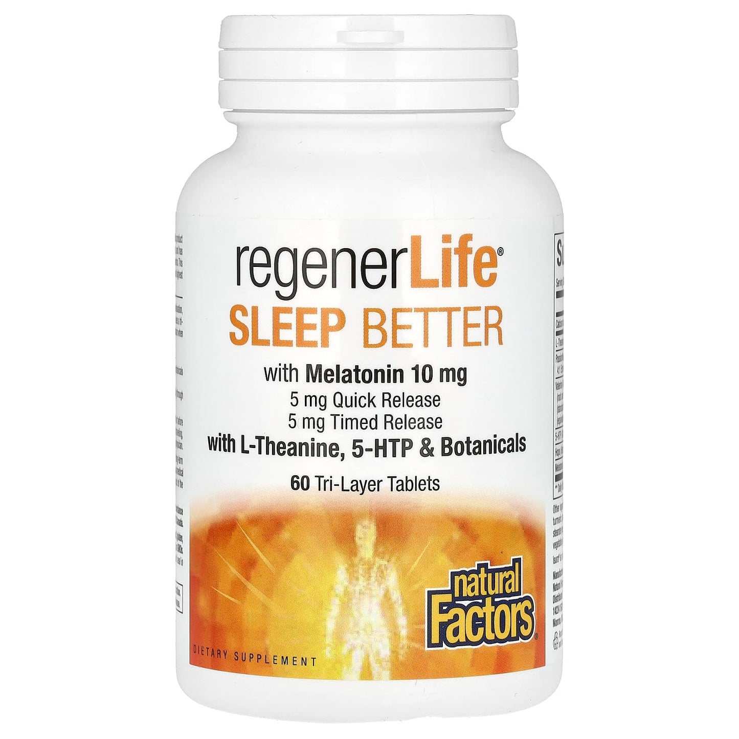 Natural Factors, RegenerLife, Sleep Better with Melatonin, L-Theanine & Botanicals, 60 Tri-Layer Tablets UPC 068958019031 | HiLife Vitamins